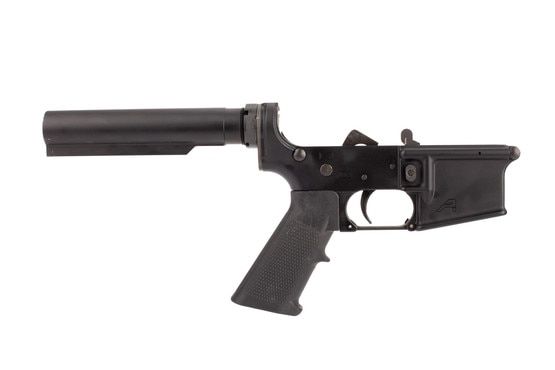 Aero Precision AR15 Complete Lower receiver features a black hardcoat anodized finish